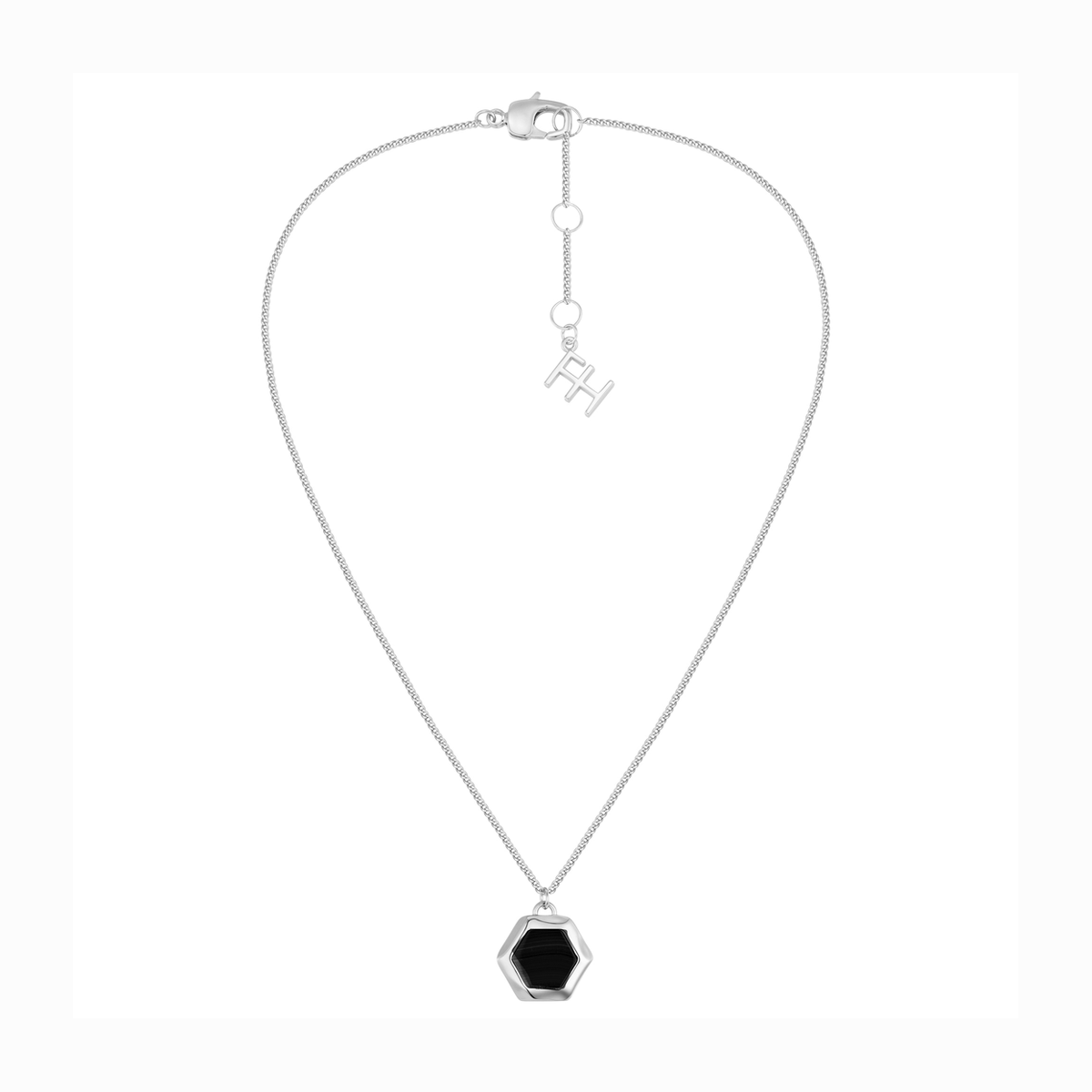 Hexagon Coin Necklace - Onyx