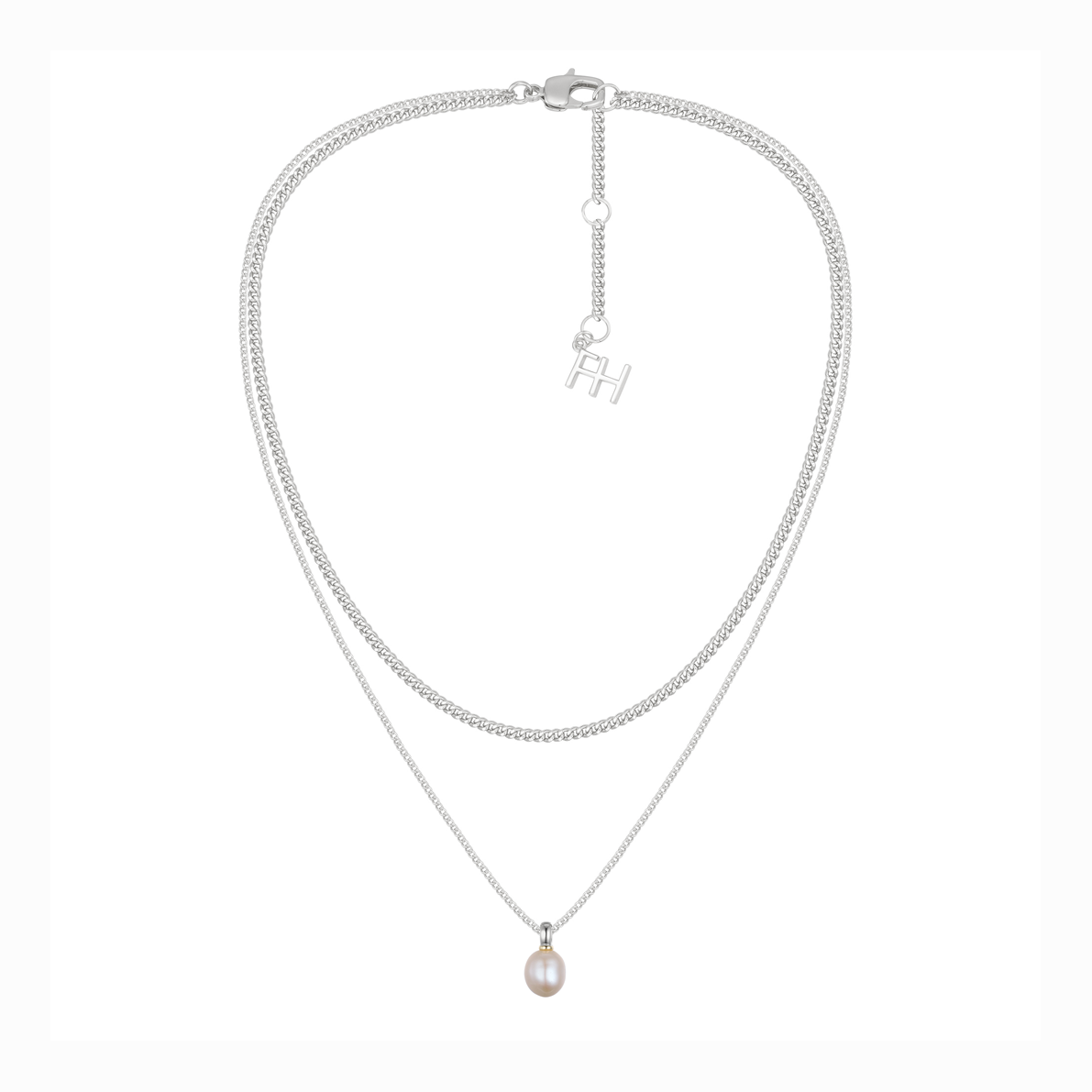 Stevie Double Chain Necklace - Freshwater Pearl