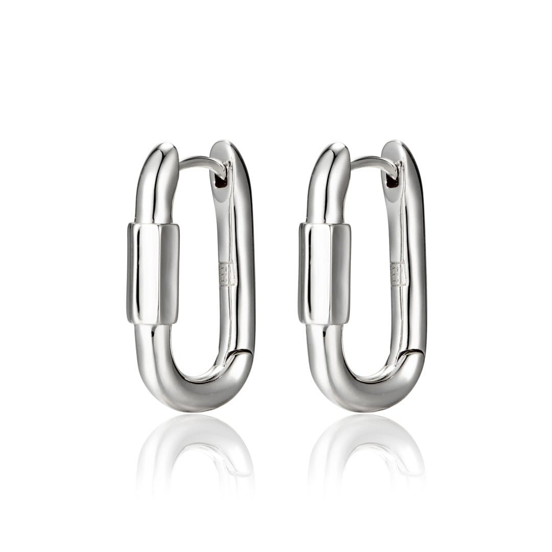 F+H Jewellery Earring Sterling Silver Plating Disengage Small Link Earrings
