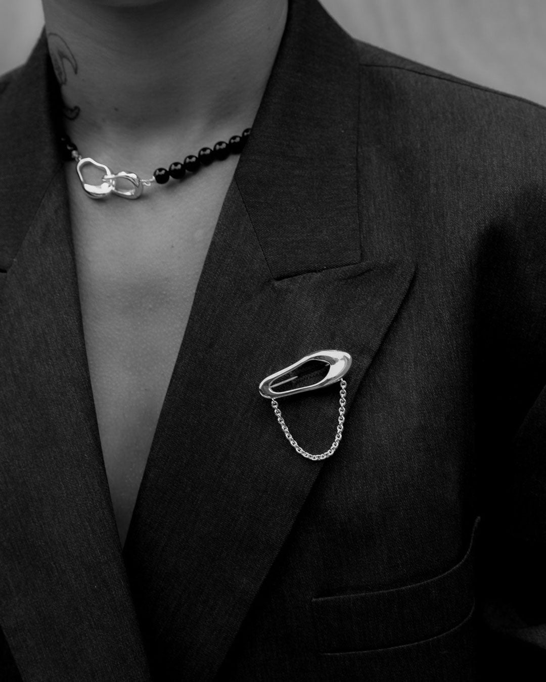 Organic Link Brooch + Chain