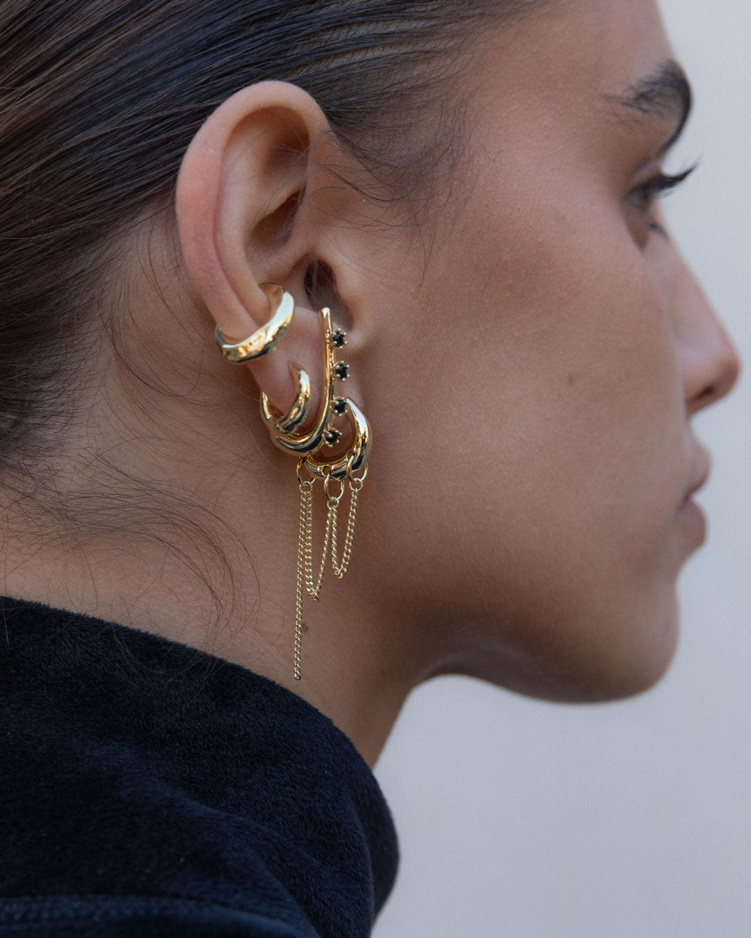 Dripping Chain Huggie Earrings