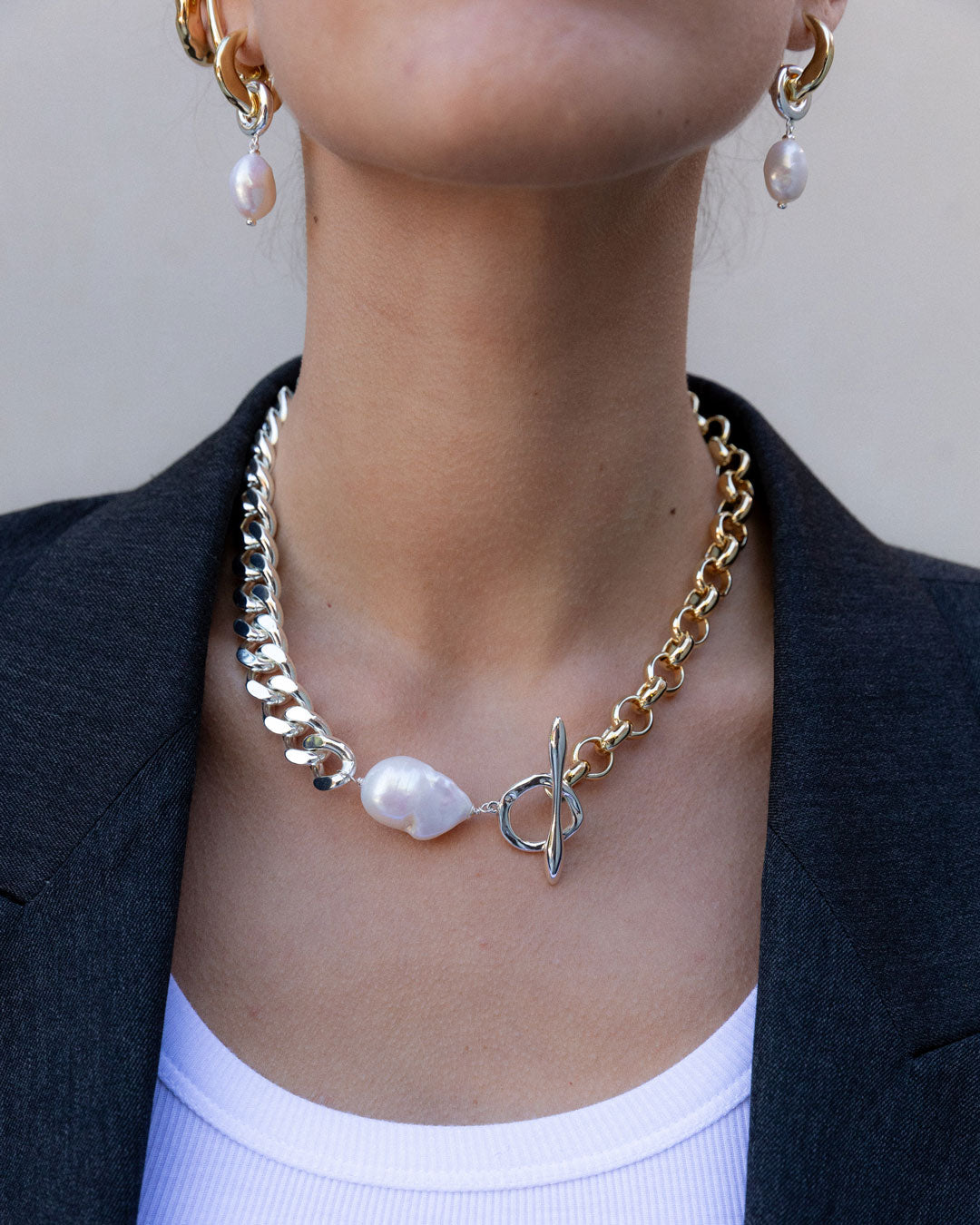 Amalgamated Pearl Statement Necklace