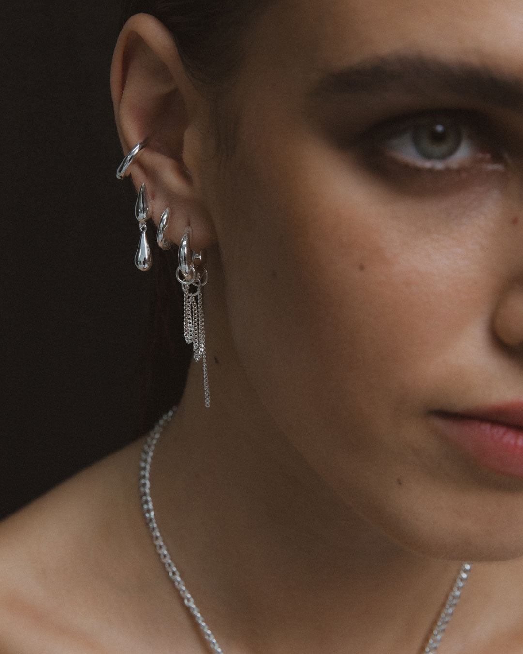 Dripping Chain Huggie Earrings