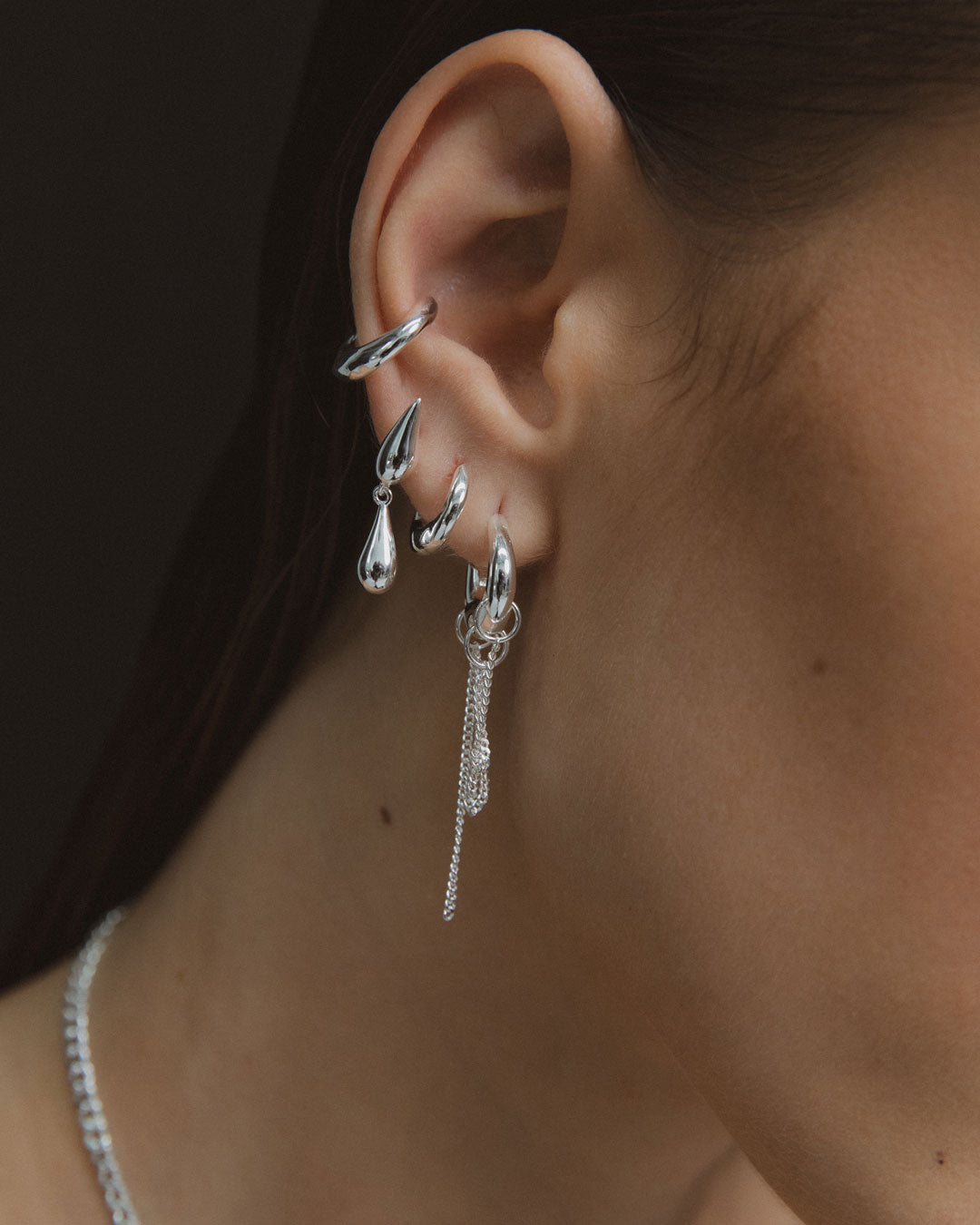 Dripping Chain Huggie Earrings