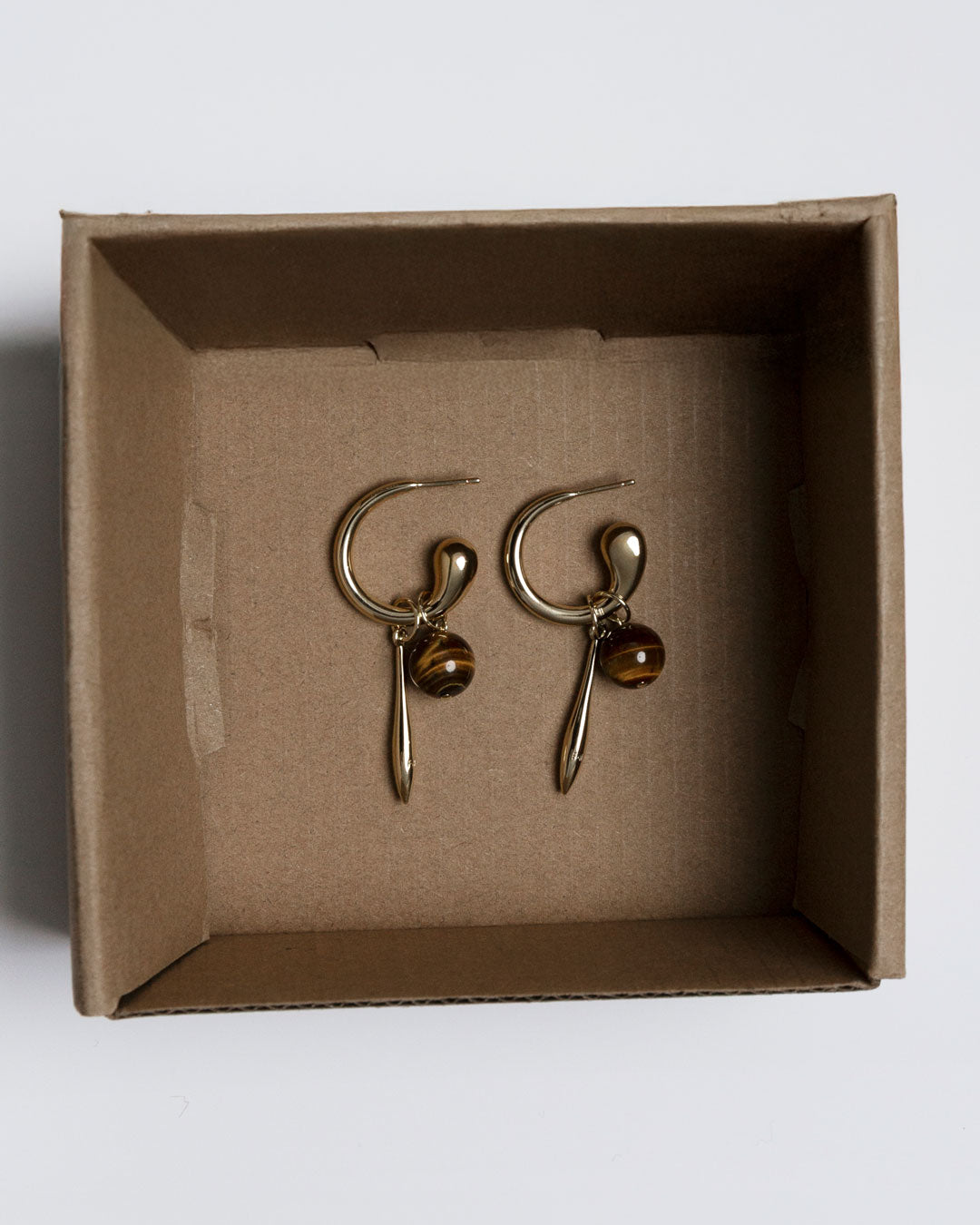 Swirl Statement Charm Earrings - Tiger's Eye