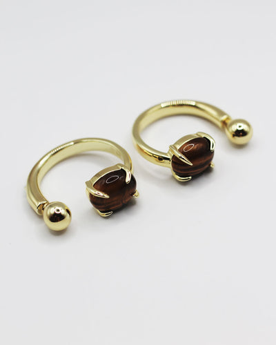 Accord Punk Earrings | Tiger's Eye - Gold