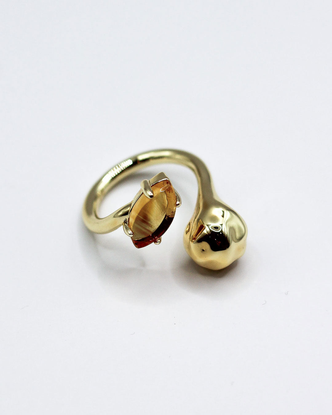 Eccentric Hammered Gemstone Ring - Citrine