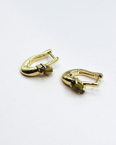 Modernist Gemstone Link Earrings | Peridot - Gold