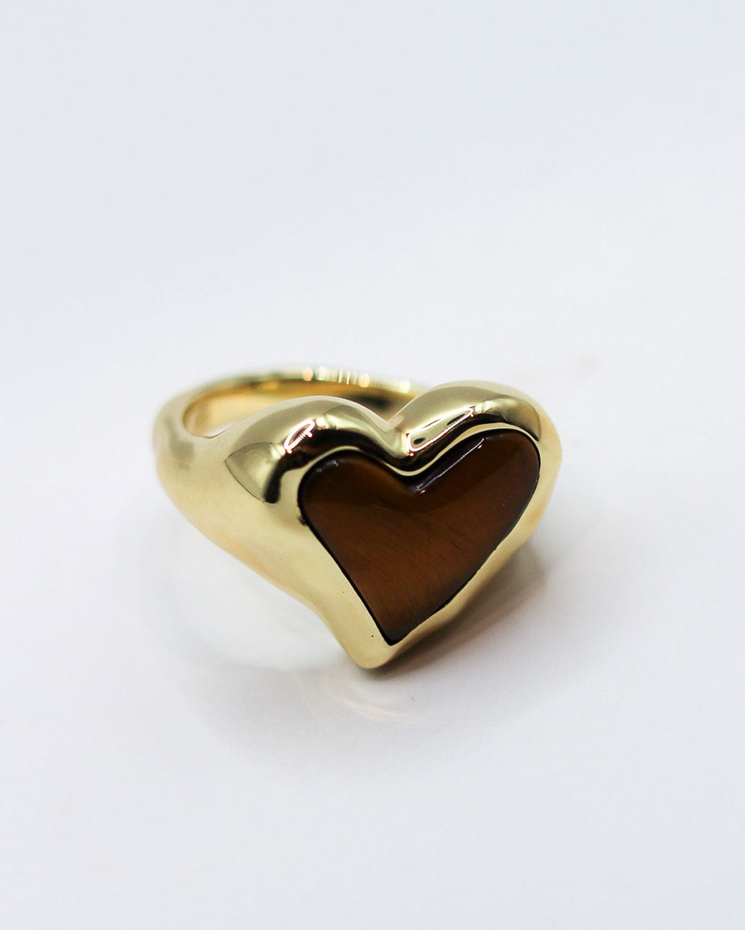 Whitney Heart Signet Ring - Tiger's Eye