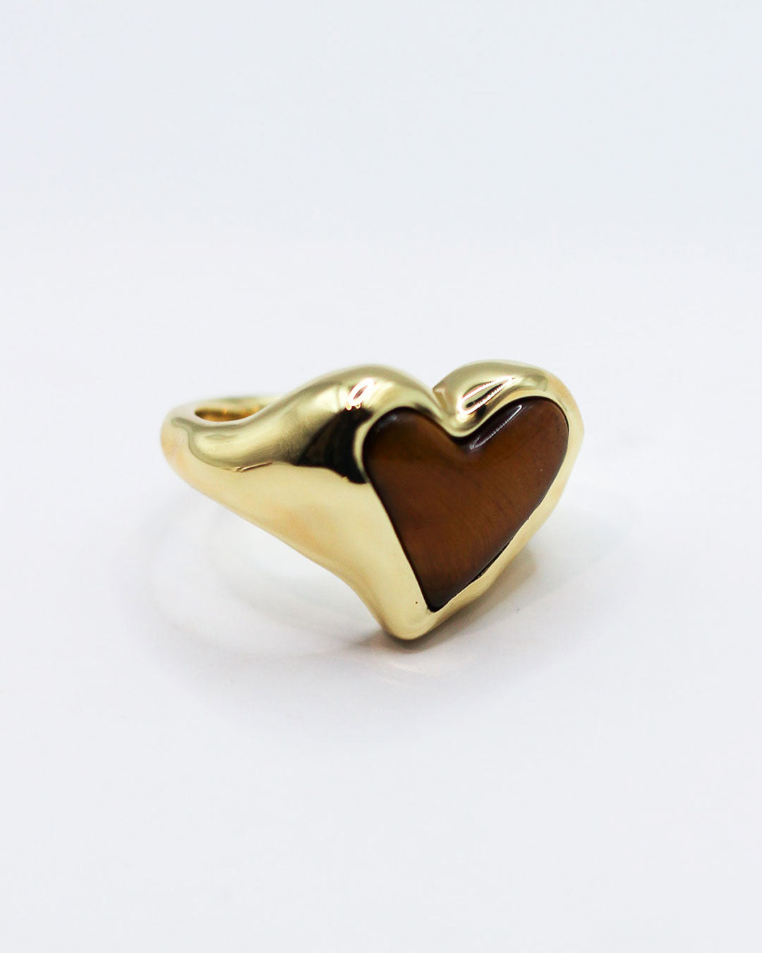 Whitney Heart Signet Ring - Tiger's Eye