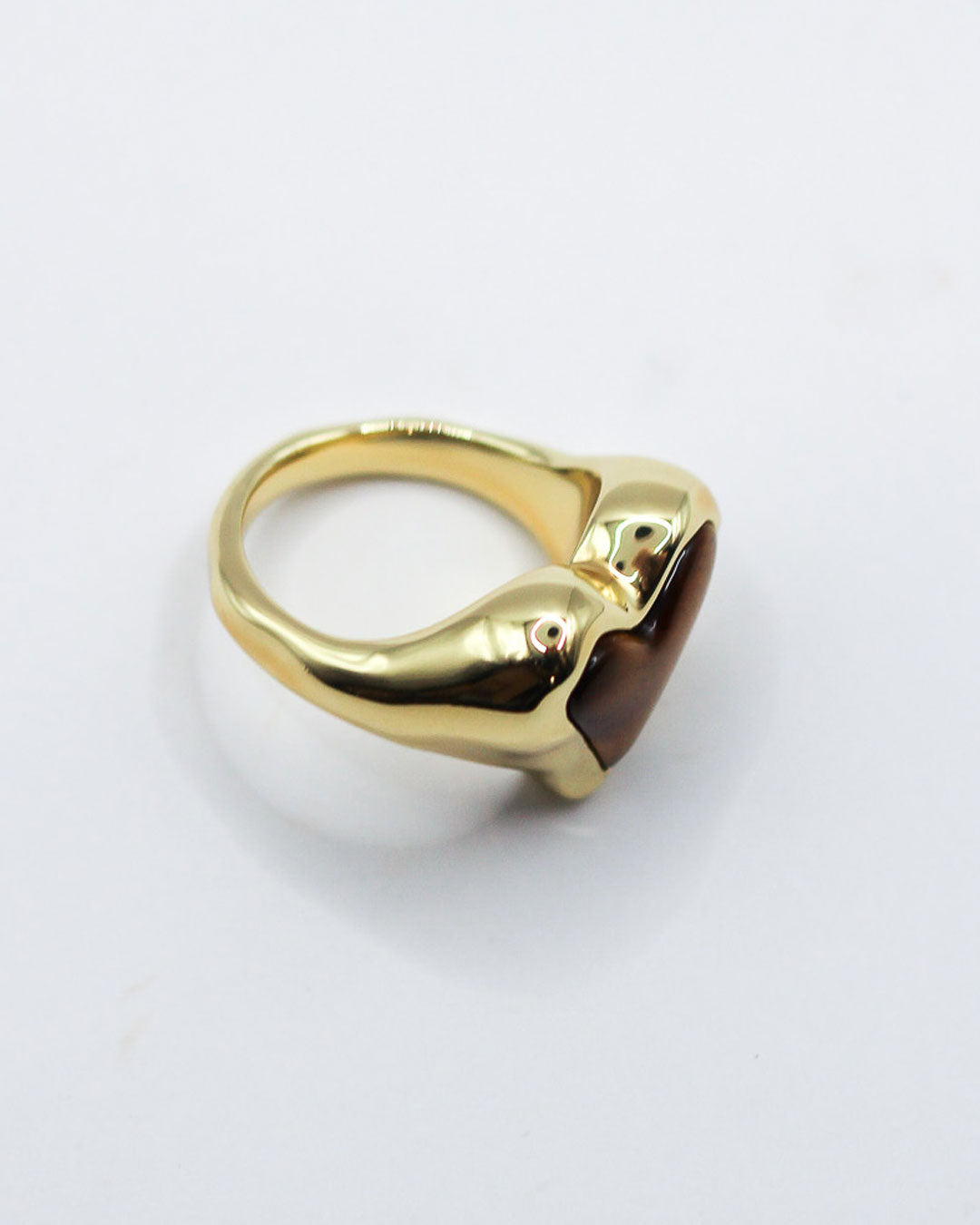 Whitney Heart Signet Ring - Tiger's Eye