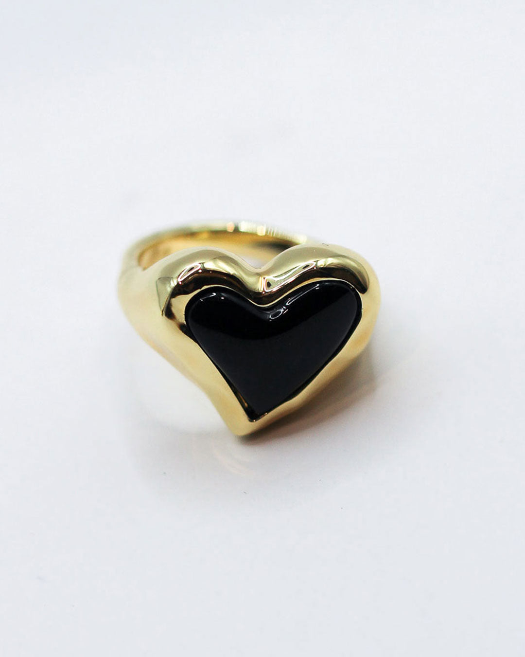 Whitney Heart Signet Ring - Onyx