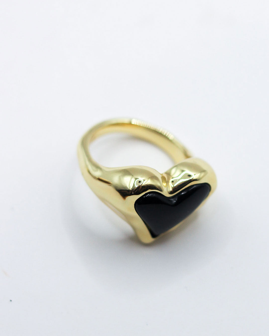 Whitney Heart Signet Ring - Onyx