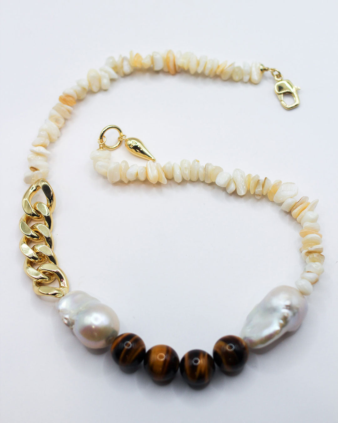 BEACHED PEARL + SHELL STATEMENT NECKLACE