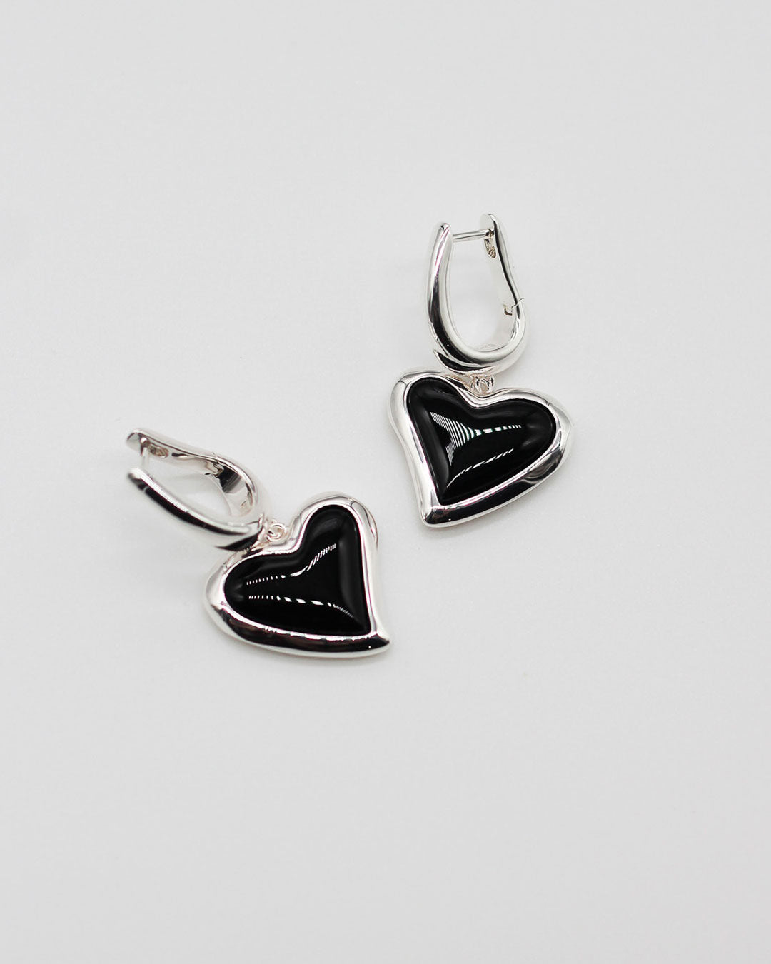 Whitney Heart Charm Earrings - Onyx