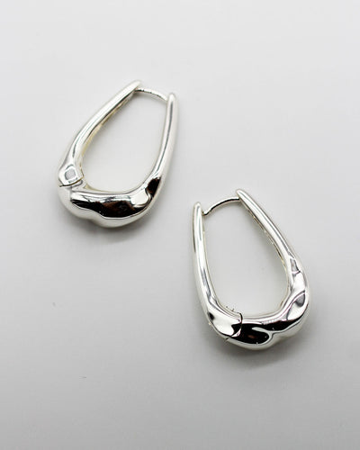Hammered Long Hoops - Silver