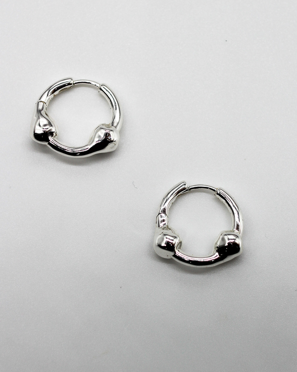 Hammered Ball Hoop Earrings | Small - Silver
