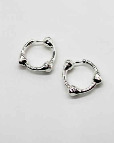 Hammered Ball Hoop Earrings | Large - Silver