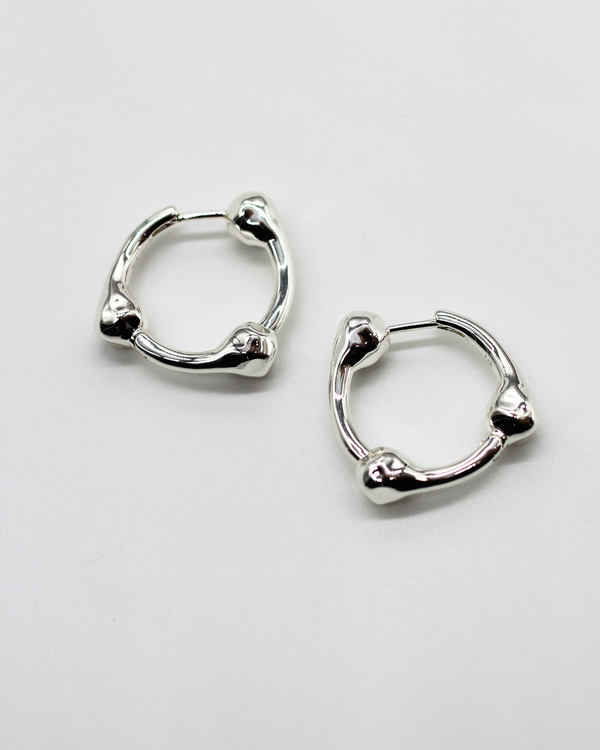 Hammered Ball Hoop Earrings | Large - Silver