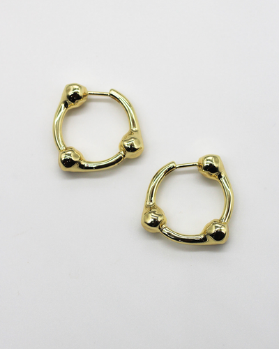 Hammered Ball Hoop Earrings | Large - Gold
