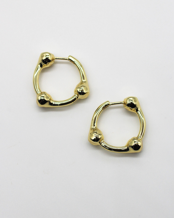 Hammered Ball Hoop Earrings | Large - Gold