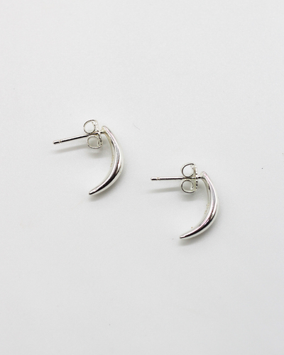 Moon Stud Earrings - Silver