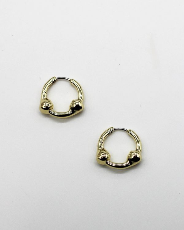 Hammered Ball Hoop Earrings | Small - Gold