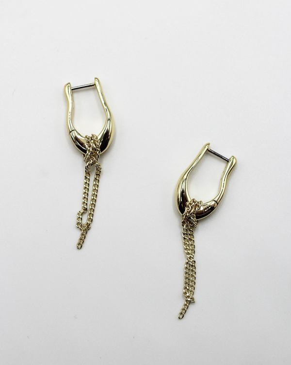 Formation Link Huggies with Chain | Gold