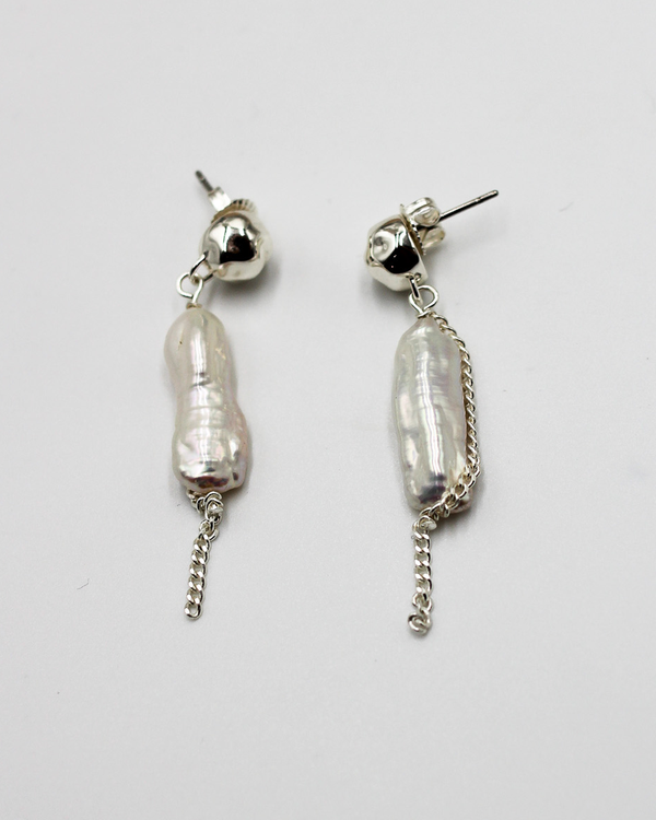 Beach Pearl Drop Earrings | Silver