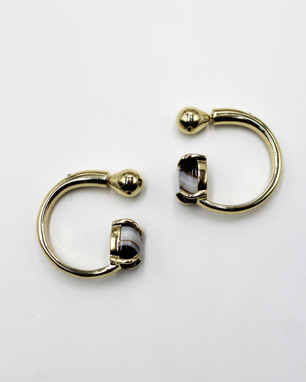 Accord Punk Earrings | Gold - Black Agate