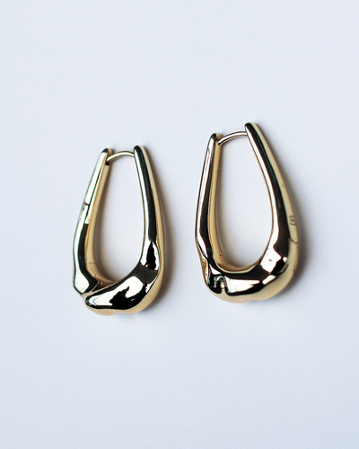 Hammered Long Hoops - Gold