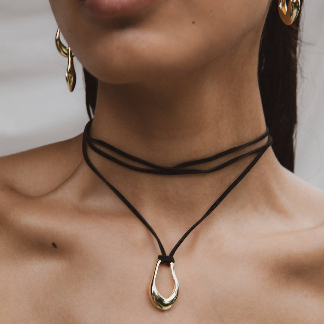 Organic Long Hoops + Necklace Cord Set