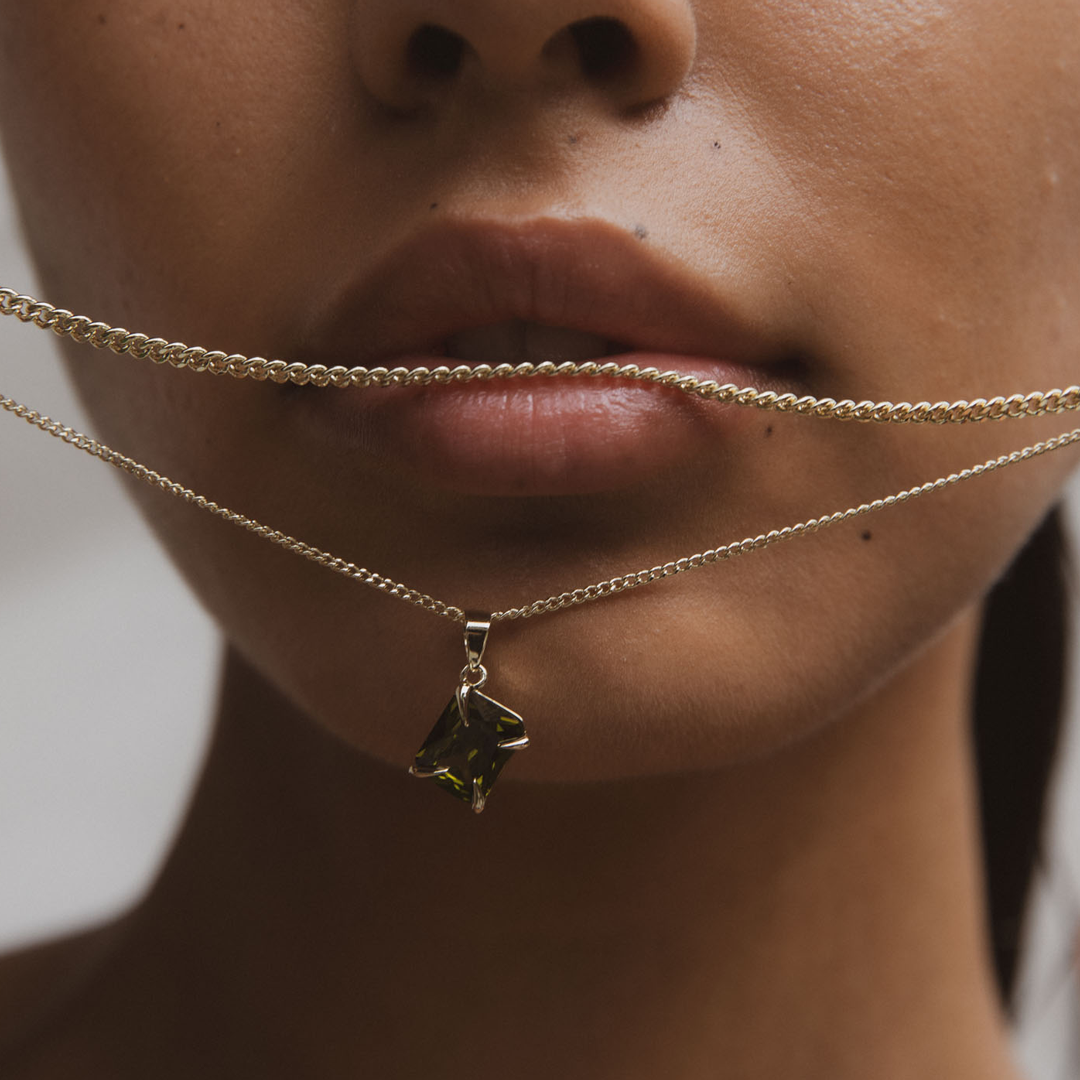 Stevie Double Chain Necklace - Aquamarine