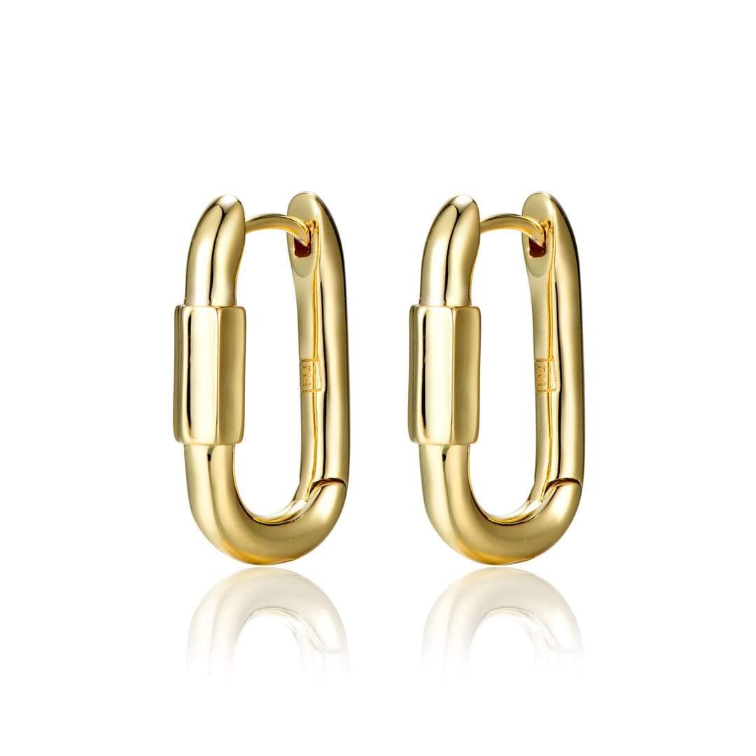 F+H Jewellery Earring 18K Gold Plating Disengage Small Link Earrings