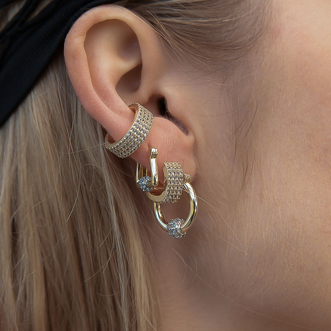 Disco Gemstone Huggie Earrings - Topaz Gemstones